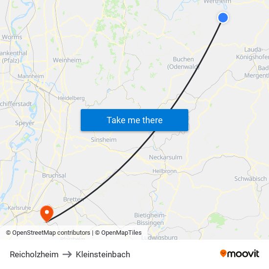 Reicholzheim to Kleinsteinbach map