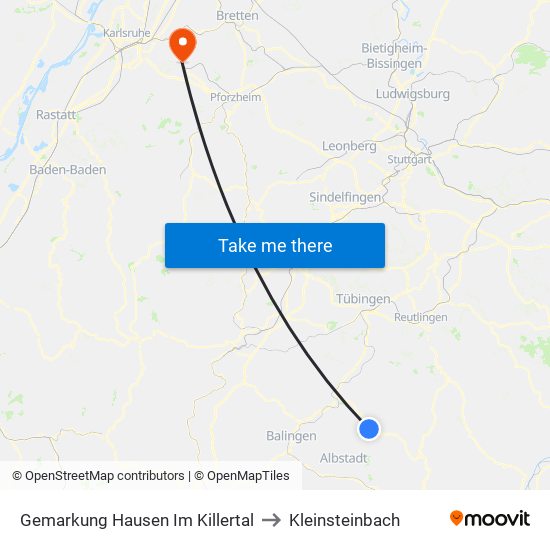 Gemarkung Hausen Im Killertal to Kleinsteinbach map