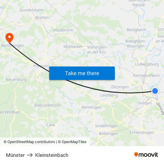 Münster to Kleinsteinbach map