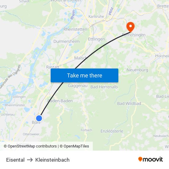 Eisental to Kleinsteinbach map