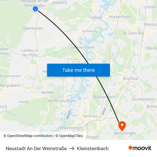 Neustadt An Der Weinstraße to Kleinsteinbach map