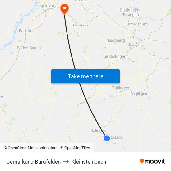 Gemarkung Burgfelden to Kleinsteinbach map