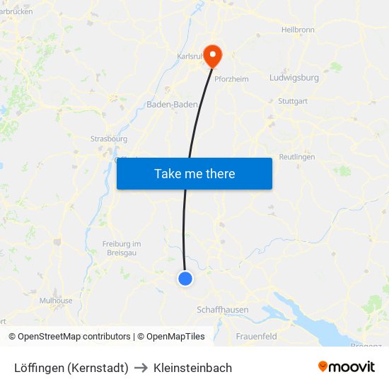 Löffingen (Kernstadt) to Kleinsteinbach map