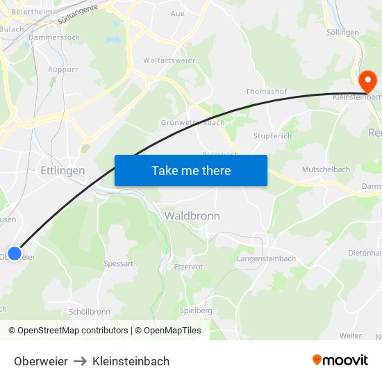 Oberweier to Kleinsteinbach map
