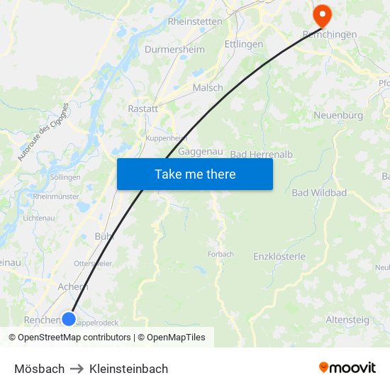 Mösbach to Kleinsteinbach map