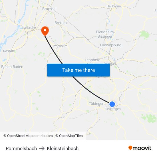 Rommelsbach to Kleinsteinbach map