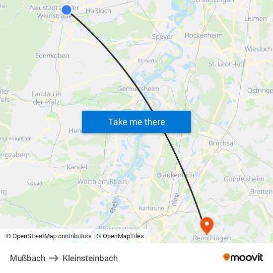 Mußbach to Kleinsteinbach map