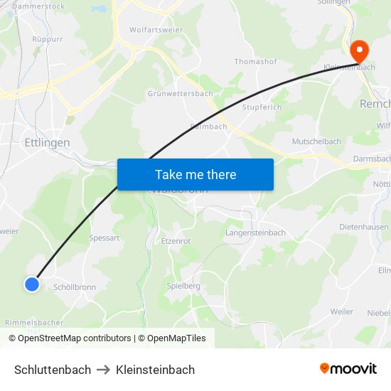 Schluttenbach to Kleinsteinbach map