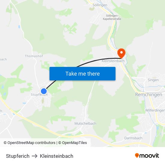 Stupferich to Kleinsteinbach map