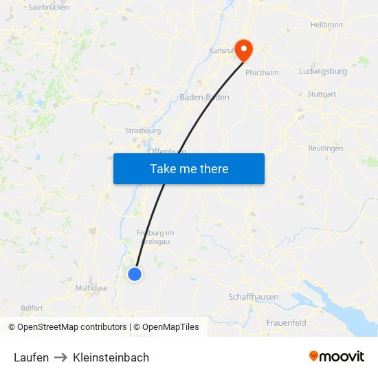 Laufen to Kleinsteinbach map
