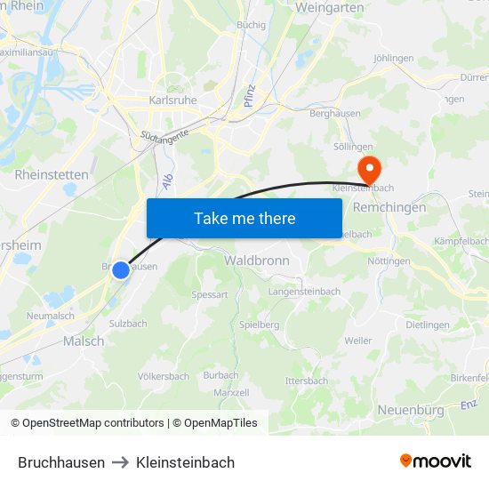Bruchhausen to Kleinsteinbach map