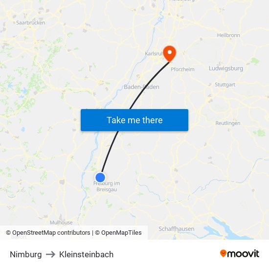 Nimburg to Kleinsteinbach map