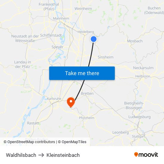 Waldhilsbach to Kleinsteinbach map