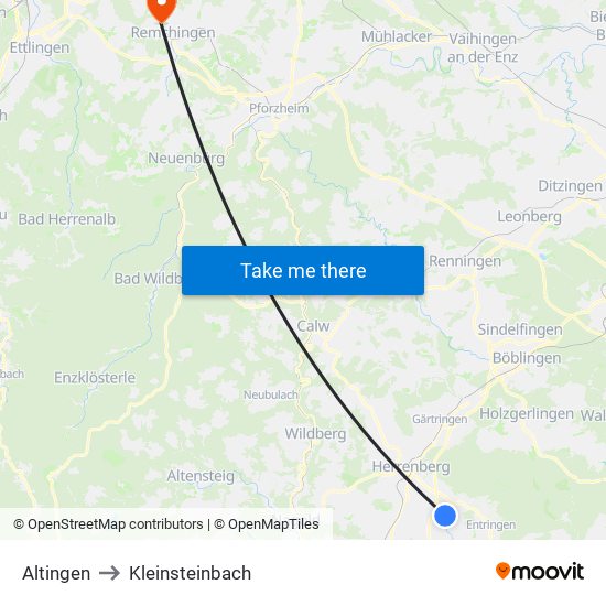 Altingen to Kleinsteinbach map