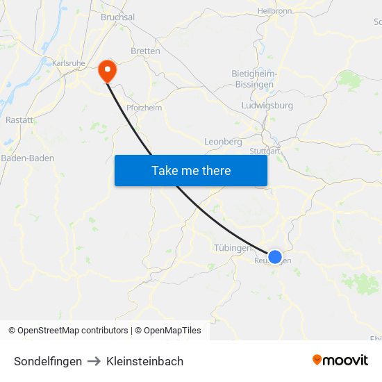 Sondelfingen to Kleinsteinbach map
