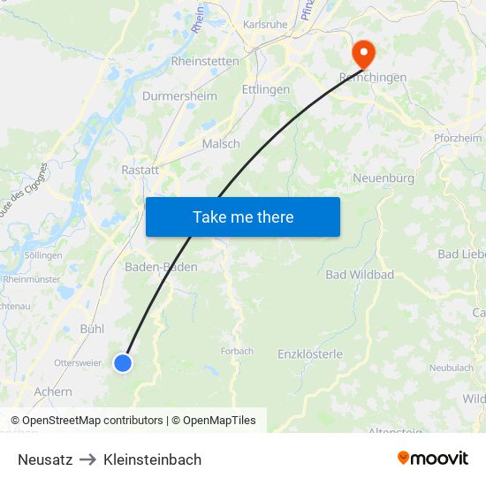 Neusatz to Kleinsteinbach map