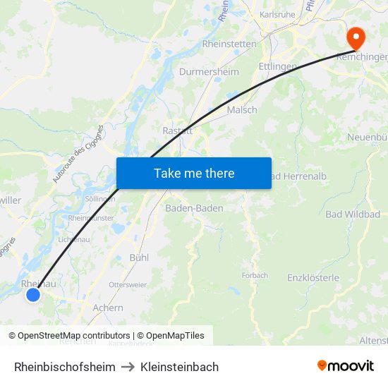 Rheinbischofsheim to Kleinsteinbach map