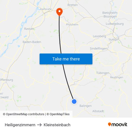 Heiligenzimmern to Kleinsteinbach map