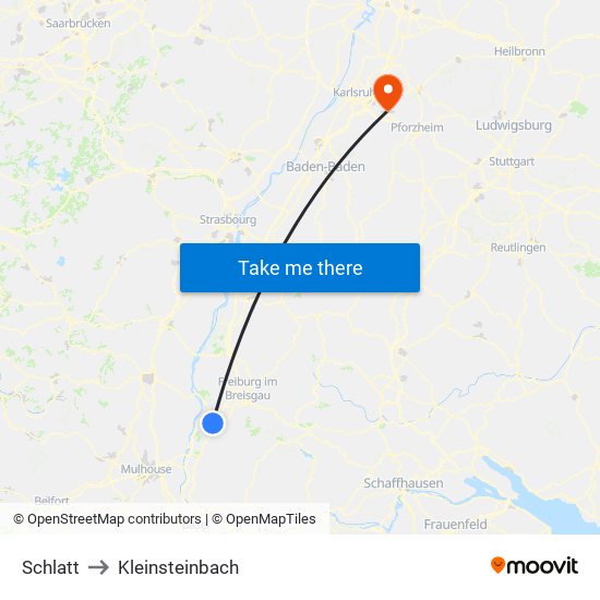 Schlatt to Kleinsteinbach map