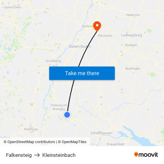 Falkensteig to Kleinsteinbach map