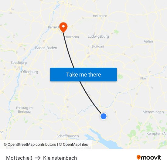 Mottschieß to Kleinsteinbach map