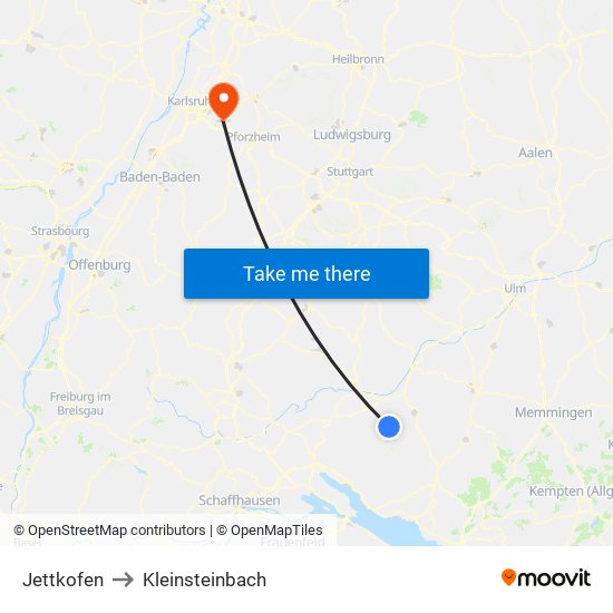 Jettkofen to Kleinsteinbach map