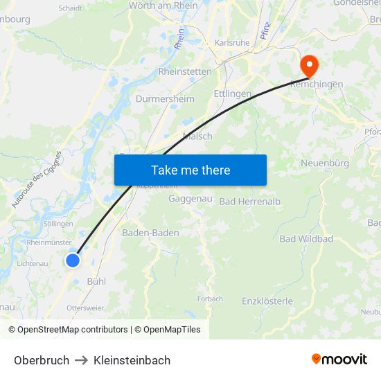 Oberbruch to Kleinsteinbach map