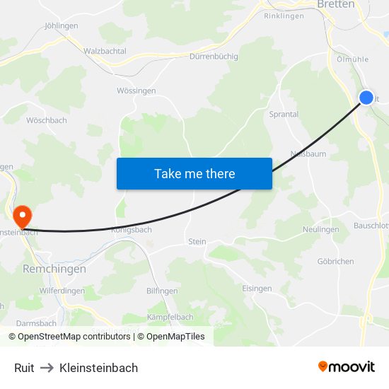 Ruit to Kleinsteinbach map