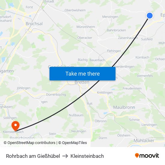 Rohrbach am Gießhübel to Kleinsteinbach map