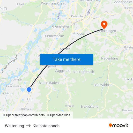 Weitenung to Kleinsteinbach map
