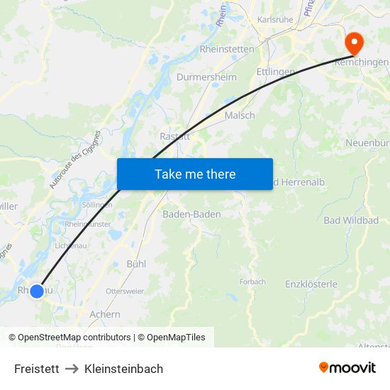 Freistett to Kleinsteinbach map