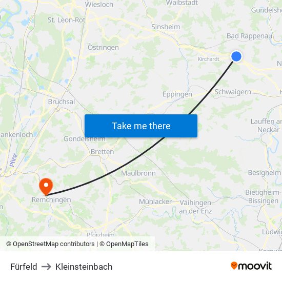 Fürfeld to Kleinsteinbach map