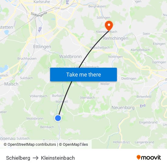 Schielberg to Kleinsteinbach map