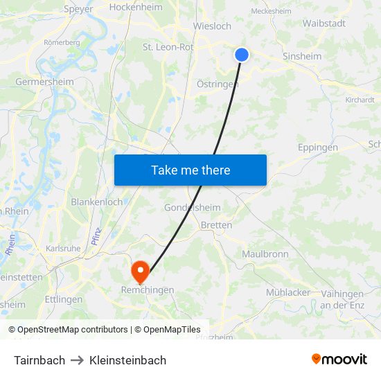 Tairnbach to Kleinsteinbach map