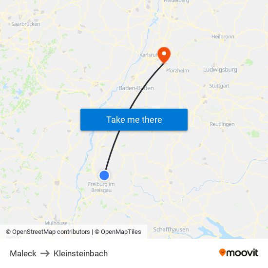 Maleck to Kleinsteinbach map