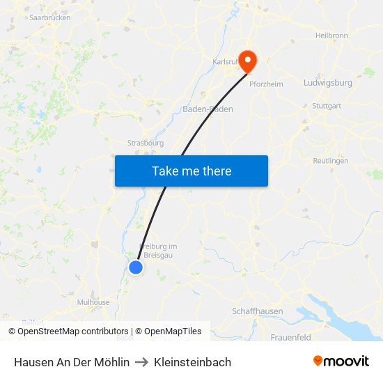 Hausen An Der Möhlin to Kleinsteinbach map