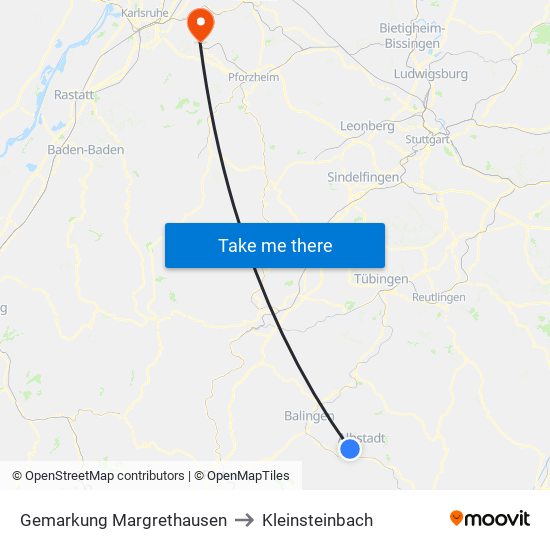 Gemarkung Margrethausen to Kleinsteinbach map