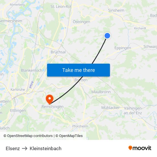 Elsenz to Kleinsteinbach map