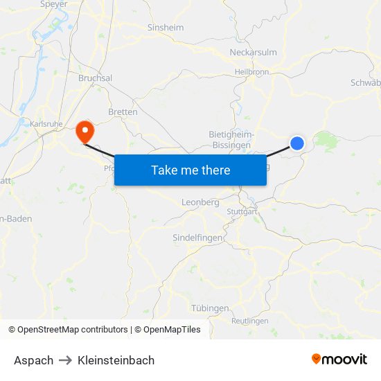 Aspach to Kleinsteinbach map