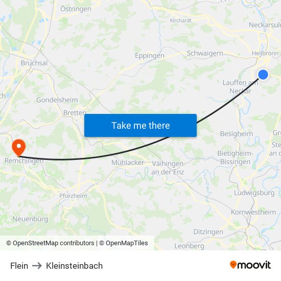Flein to Kleinsteinbach map