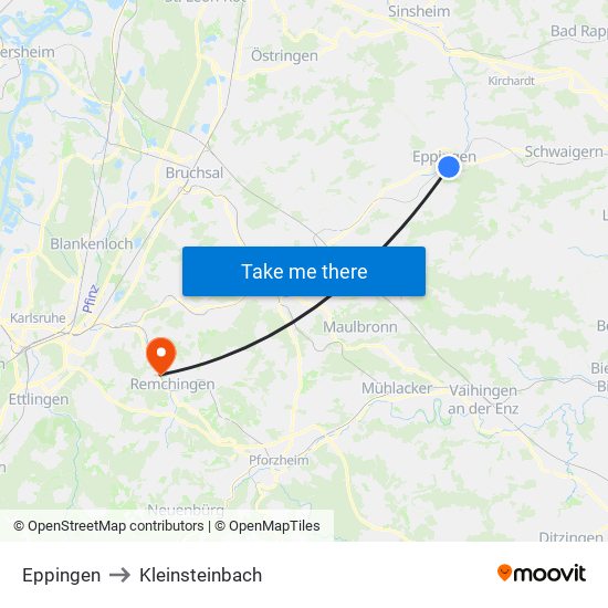 Eppingen to Kleinsteinbach map