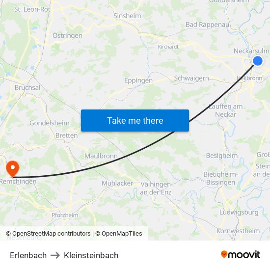 Erlenbach to Kleinsteinbach map