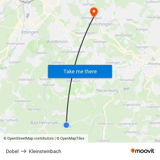 Dobel to Kleinsteinbach map