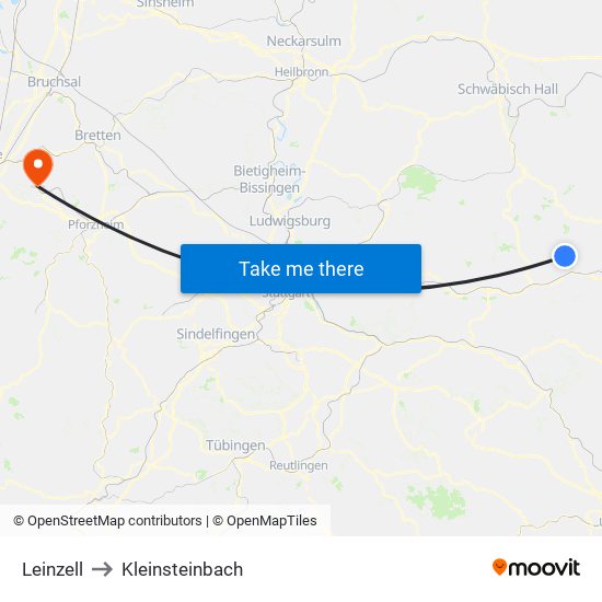 Leinzell to Kleinsteinbach map