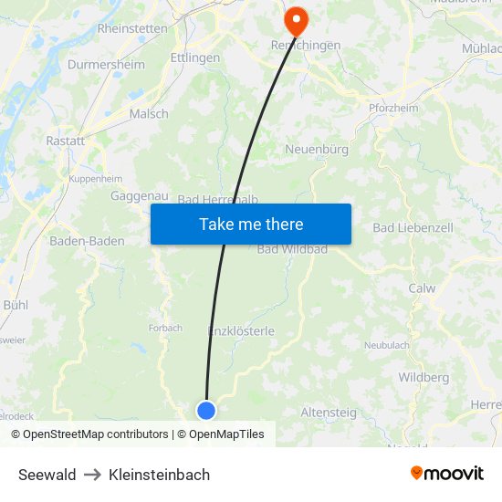 Seewald to Kleinsteinbach map