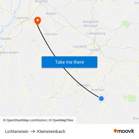 Lichtenstein to Kleinsteinbach map