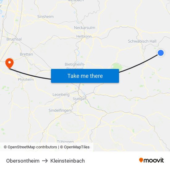 Obersontheim to Kleinsteinbach map