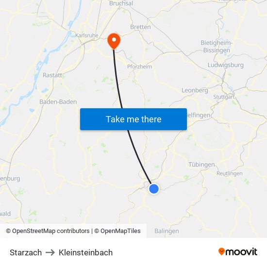 Starzach to Kleinsteinbach map