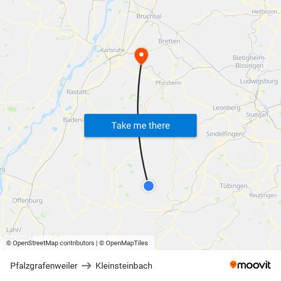 Pfalzgrafenweiler to Kleinsteinbach map