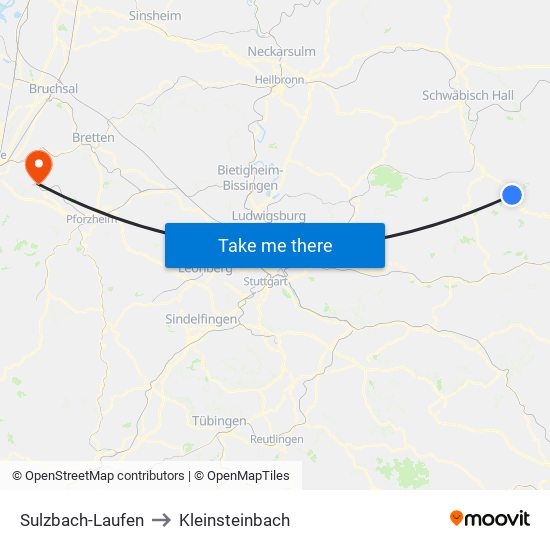 Sulzbach-Laufen to Kleinsteinbach map